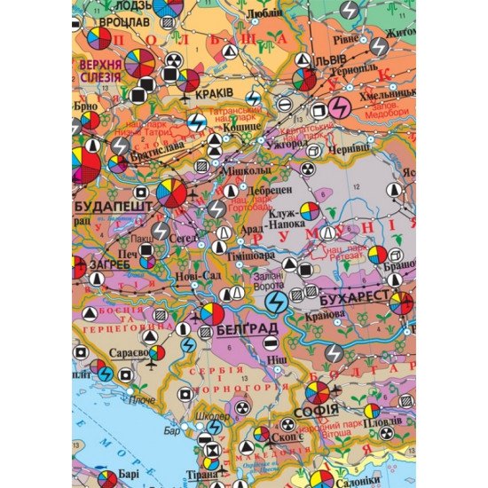 Країни Європи. Економічна карта, м-б 1:4 000 000 (на планках ), Картографія