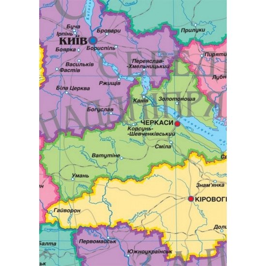 Україна. Адміністративний поділ та історико-етнографічні землі, м-б 1:1 000 000 (5 клас) (на планках)