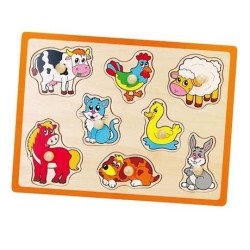 Дерев'яна рамка-вкладиш Домашні тварини, Viga Toys Дерев'яна рамка-вкладиш Домашні тварини, Viga Toys