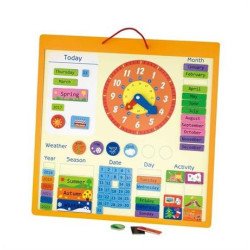 Магнітний календар з годинником, англійською мовою, Viga Toys Магнітний календар з годинником, англійською мовою, Viga Toys