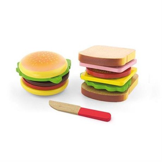 Іграшкові продукти Дерев'яні гамбургер і сендвіч ,Viga Toys