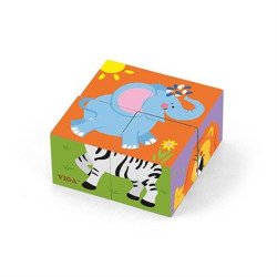 Дерев'яні кубики-пазл  Звірята , Viga Toys Дерев'яні кубики-пазл  Звірята , Viga Toys