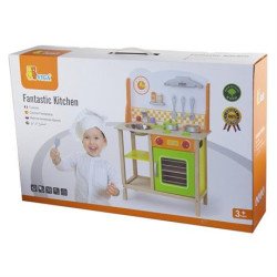 Дитяча кухня з дерева з посудом, Viga Toys