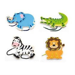 Шнуровка "Дикие животные", Viga Toys Шнуровка "Дикие животные", Viga Toys