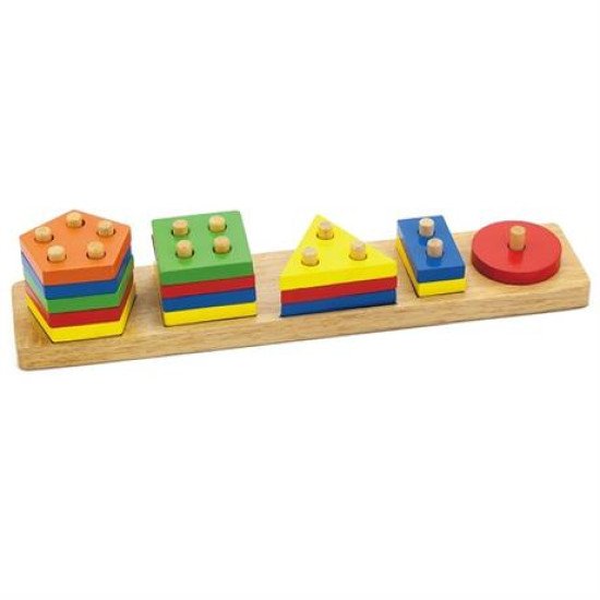 Дерев'яна логічна пірамідка Геометричні фігури, Viga Toys 