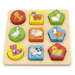 Дерев'яний пазл-сортер Фігури і звірята, Viga Toys Дерев'яний пазл-сортер Фігури і звірята, Viga Toys
