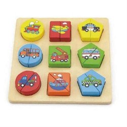 Дерев'яний пазл-сортер Фігури і транспорт, Viga Toys Дерев'яний пазл-сортер Фігури і транспорт, Viga Toys