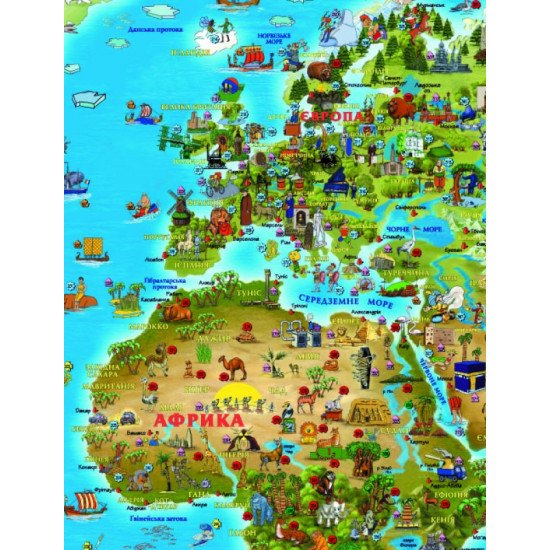 Карта світу для дітей на картоні на планках, Картографія