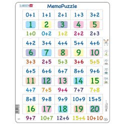 Пазл рамка-вкладиш Мемо Додавання чисел 0-20, Larsen Пазл рамка-вкладиш Мемо Додавання чисел 0-20, Larsen