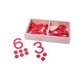 Цифри та чіпси в коробці. Монтессорі