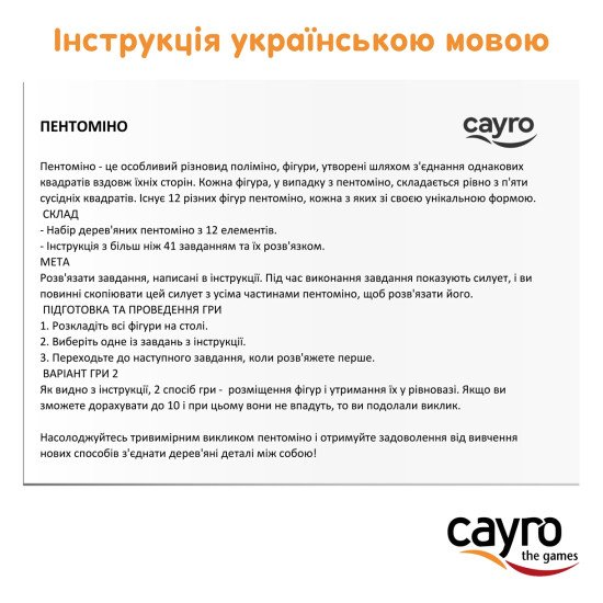 Головоломка "Пентаміно", дерево, металева коробка, Cayro