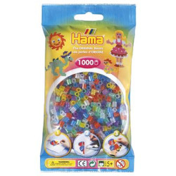 Термомозаїка. Набір кольорових намистин MIDI 5+ 1000шт, 6 напівпрозорих кольорів з блискітками, Hama