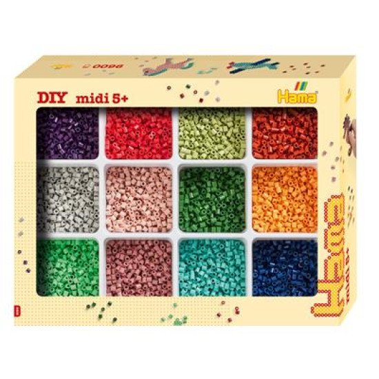 Термомозаїка Середній набір-сортер 9600шт намістин 12 кольорів Midi 5+, HAMA Термомозаїка Середній набір-сортер 9600шт намістин 12 кольорів Midi 5+, HAMA