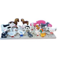 Набір Свійські тварини дерев'яна яний пазл рамка вкладиш 18 великих фігурок, Hega Набір Свійські тварини дерев'яна яний пазл рамка вкладиш 18 великих фігурок, Hega