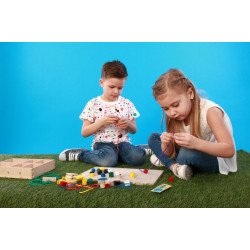 Набір Монтессорі 3 ускладнений ігровий розвиваючий кольоровий в коробці 46 елементів, ТМ HEGA