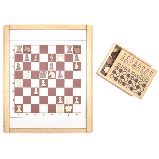 Дерев'яна ігрова панель шахи і шашки, Lam Toys