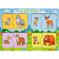 Пазл "Де моя мама? - дикі тварини", ТМ "Ань-Янь"
