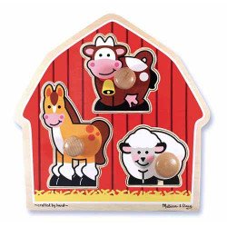 Формовий пазл для малюків "Тварини з ферми", Melissa&Doug Формовий пазл для малюків "Тварини з ферми", Melissa&Doug