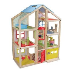 Дерев'яний ляльковий будиночок з підйомником і меблями, Melissa&Doug Дерев'яний ляльковий будиночок з підйомником і меблями, Melissa&Doug