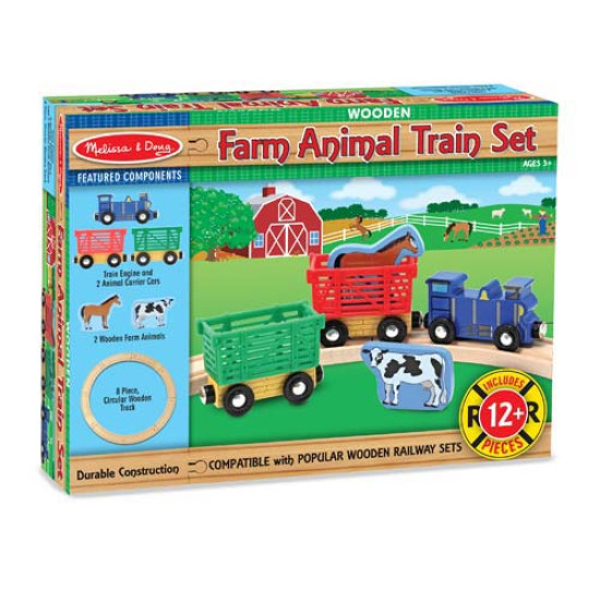 Farm Animal Train Set (Деревянный набор "Поезд с животными"), ТМ Melissa&Doug