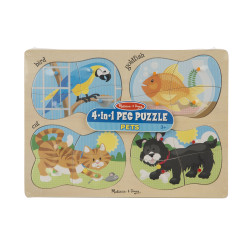 Дерев'яні пазли 4 в 1 "Домашні тварини", Melissa&Doug