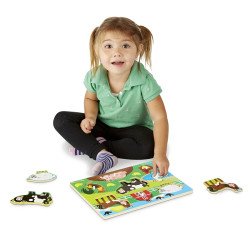 Дерев'яна рамка-вкладиш "Тварини ферми", 8 елементів, Melissa&Doug Дерев'яна рамка-вкладиш "Тварини ферми", 8 елементів, Melissa&Doug