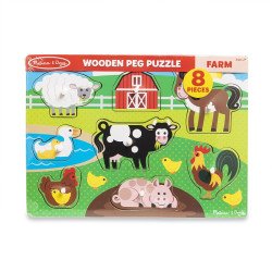 Дерев'яна рамка-вкладиш "Тварини ферми", 8 елементів, Melissa&Doug Дерев'яна рамка-вкладиш "Тварини ферми", 8 елементів, Melissa&Doug