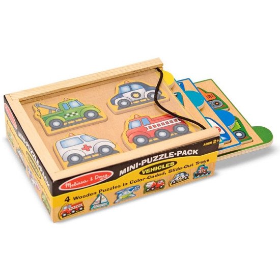 Маленький набір з 4 пазлів в коробці "Машини", Melissa&Doug