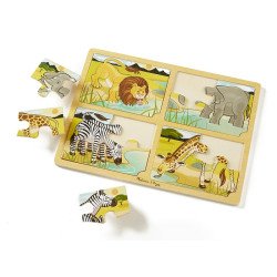 Дерев'яний пазл у рамці, 4 в 1 "Сафарі", Melissa&Doug Дерев'яний пазл у рамці, 4 в 1 "Сафарі", Melissa&Doug