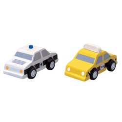 Дерев'яна іграшка Машинки таксі і поліція, ТМ PLAN TOYS Дерев'яна іграшка Машинки таксі і поліція, ТМ PLAN TOYS