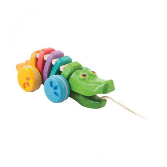 Деревянная игрушка Каталка радужный крокодил, ТМ PLAN TOYS