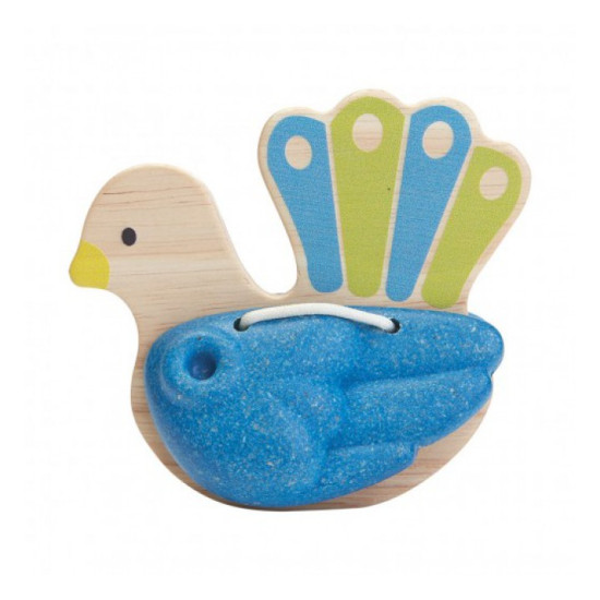 Деревянная игрушка Погремушка в виде птицы - Павлин, ТМ PLAN TOYS