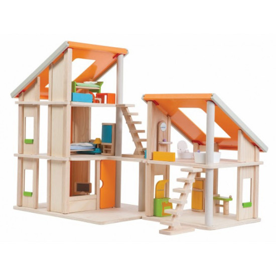 Деревянная игрушка Кукольный домик Шале с мебелью, ТМ PLAN TOYS
