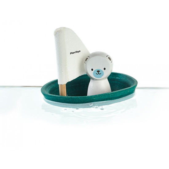 Деревянная игрушка Белый медведь в парусной лодке, ТМ PLAN TOYS