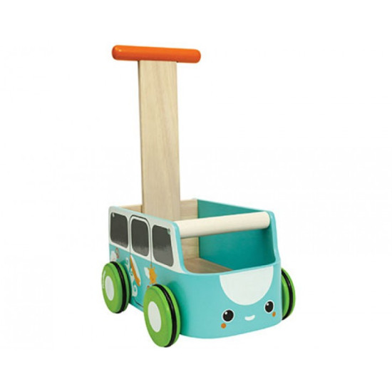 Деревянная игрушка Каталка фургон-голубая, ТМ PLAN TOYS