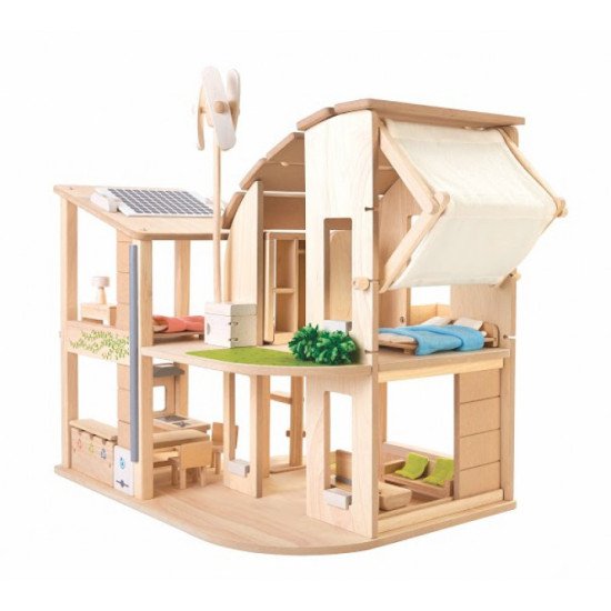Деревянная игрушка Зелёный кукольный домик с мебелью, TM PLAN TOYS