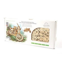 Дерев'яний механічний 3D конструктор Мотоцикл Scramber з коляскою, Ugears Дерев'яний механічний 3D конструктор Мотоцикл Scramber з коляскою, Ugears