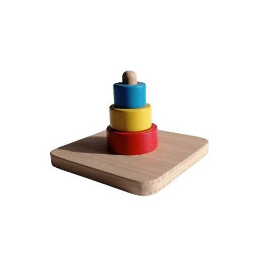 Пірамідка з трьома кільцями різного діаметру і кольору дерев’яна,  ТМ Друг