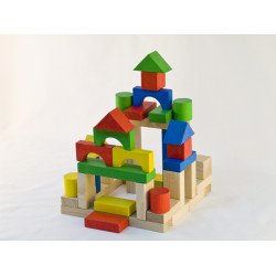 Набір дерев'яних кольорових кубиків "Юний дизайнер" в мішку, ТМ Друг Набір дерев'яних кольорових кубиків "Юний дизайнер" в мішку, ТМ Друг