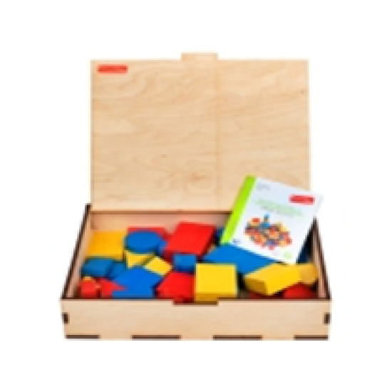 Набір Логічні блоки Дьєнеша (міцна коробка з деревини) 48 деталей. ТМ Komarovtoys