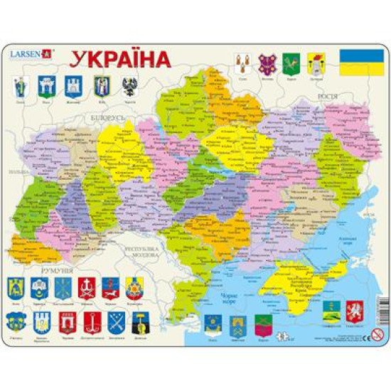 Пазл рамка-вкладиш Карта України – політична, Larsen