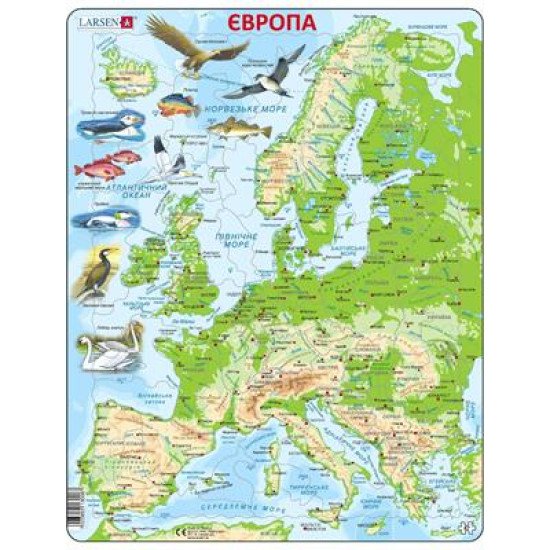 Пазл рамка-вкладиш Мапа Європи з тваринами, Larsen