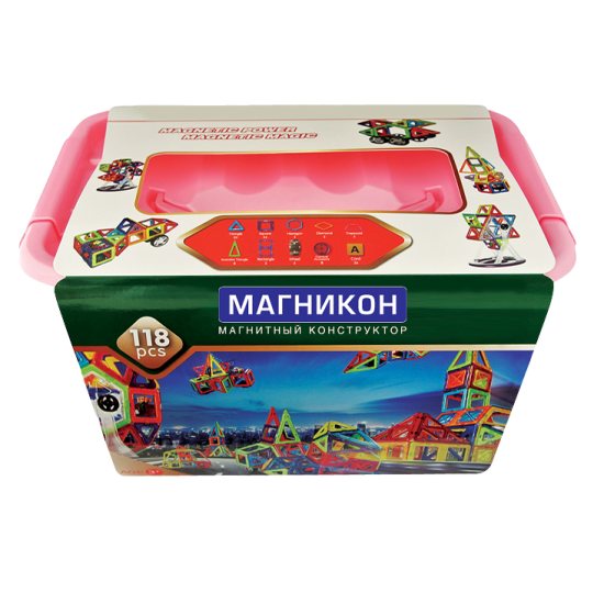 Магнітний конструктор Plastic box, 118 дет.,  МАГНІКОН
