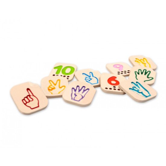 Деревянная игрушка Цифры Числа 1-10 с символами язык жестов, TM Plan Toys