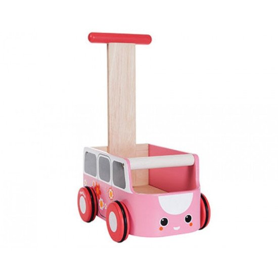 Деревянная игрушка Каталка фургон-розовая, ТМ PLAN TOYS