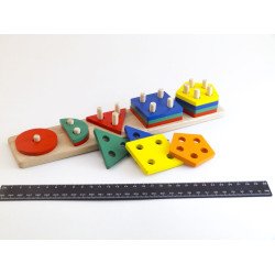 Дерев'яна іграшка геометрик 5 фігур, ТМ Розумний Лис Дерев'яна іграшка геометрик 5 фігур, ТМ Розумний Лис