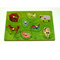 Дерев'яна іграшка дощечка вкладки з тваринами ферма, ТМ Розумний Лис