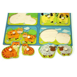 Дерев'яна іграшка дощечка вкладиші знайди маму, ТМ Розумний Лис