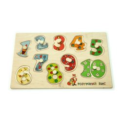 Дерев'яна іграшка дощечка вкладки числа вчимося рахувати, ТМ Розумний Лис