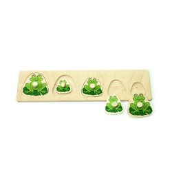 Дерев'яна іграшка дощечка вкладки більше менше "Жабки", ТМ Розумний Лис